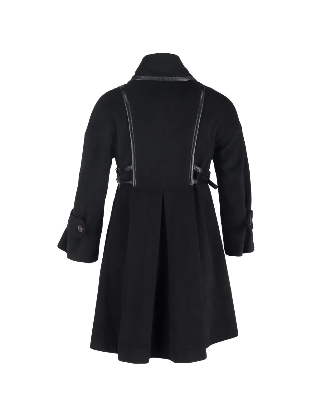 Sportmax Vintage leather-trim wool coat - Zwart
