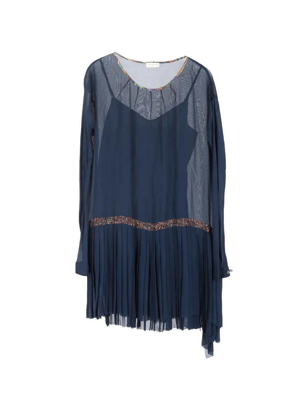 Dries Van Noten Pre-Owned pleated asymmetric dress - Blu