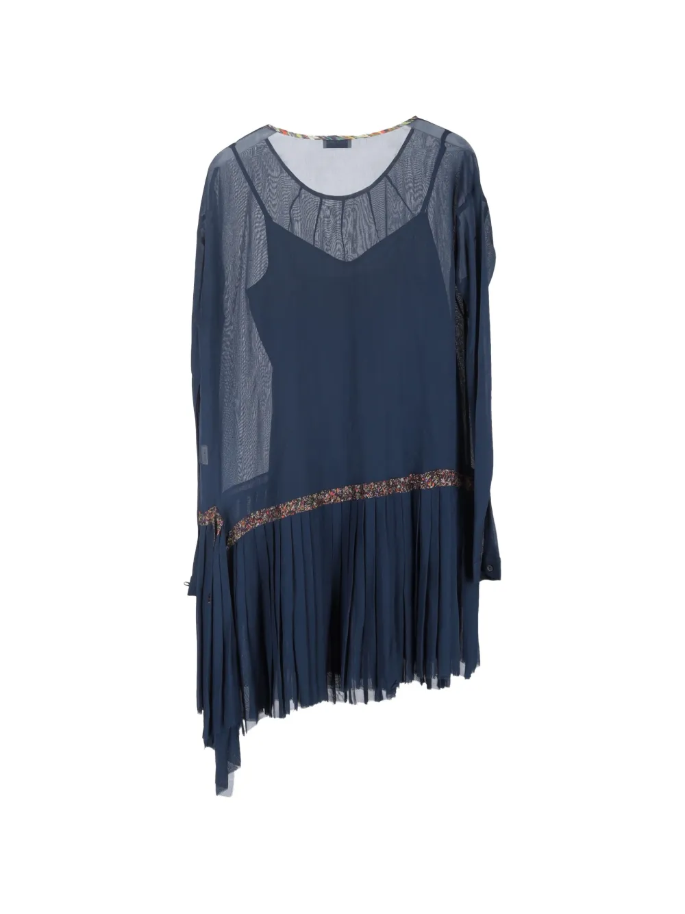 Dries Van Noten Pre-Owned pleated asymmetric dress - Blauw