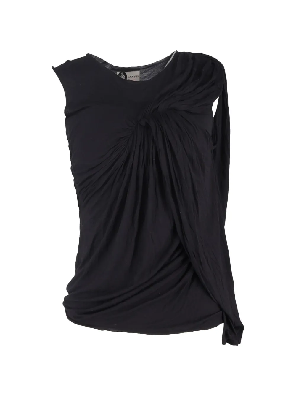 Lanvin Pre-Owned Draped scoop-neck tank top - Nero