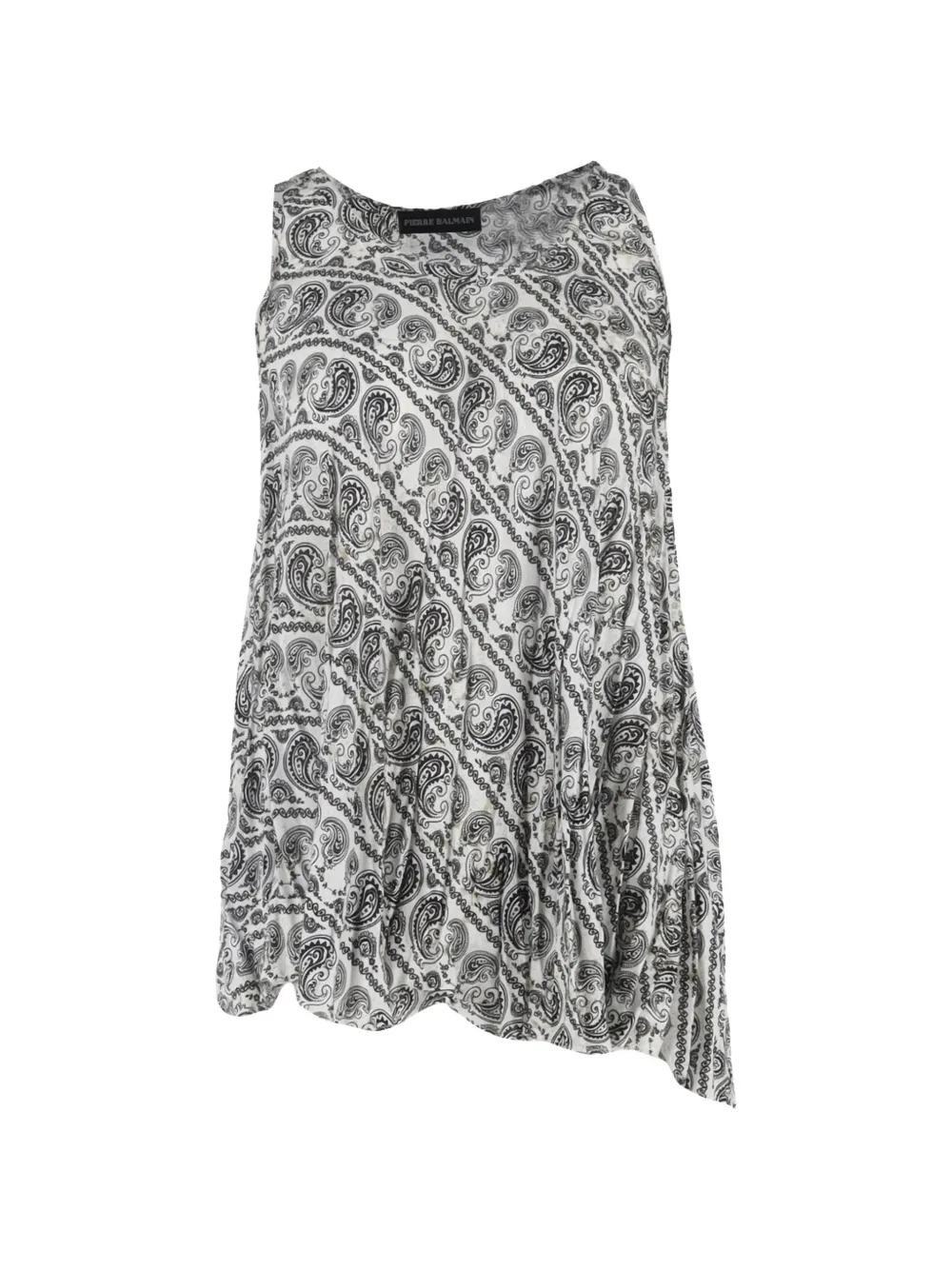 Balmain Pre-Owned paisley-print asymmetric top - Bianco