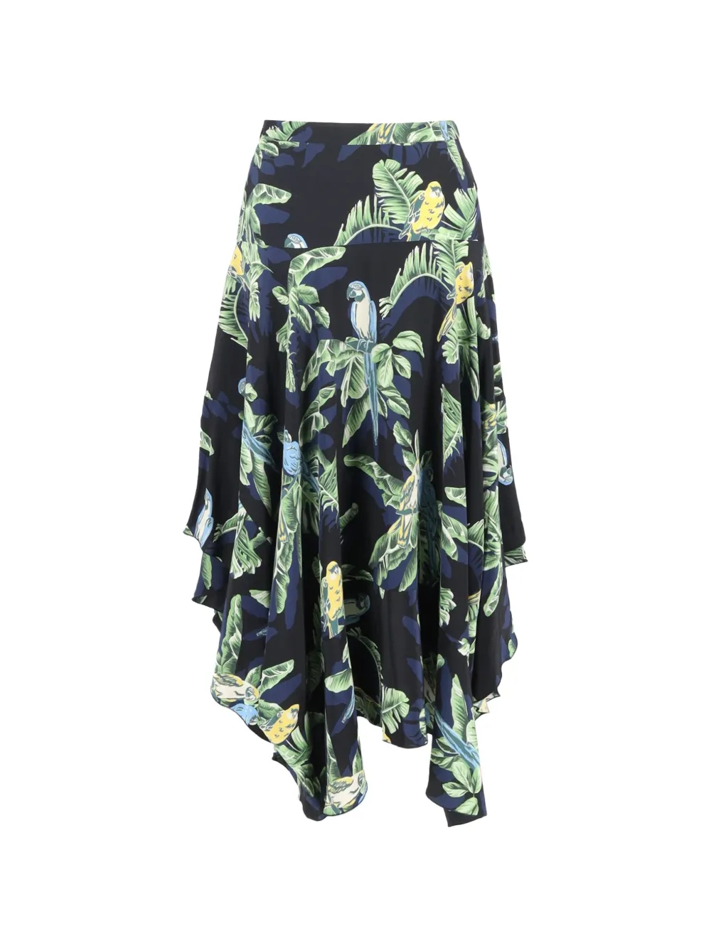 Stella McCartney Pre-Owned parrot-print asymmetric skirt - Zwart
