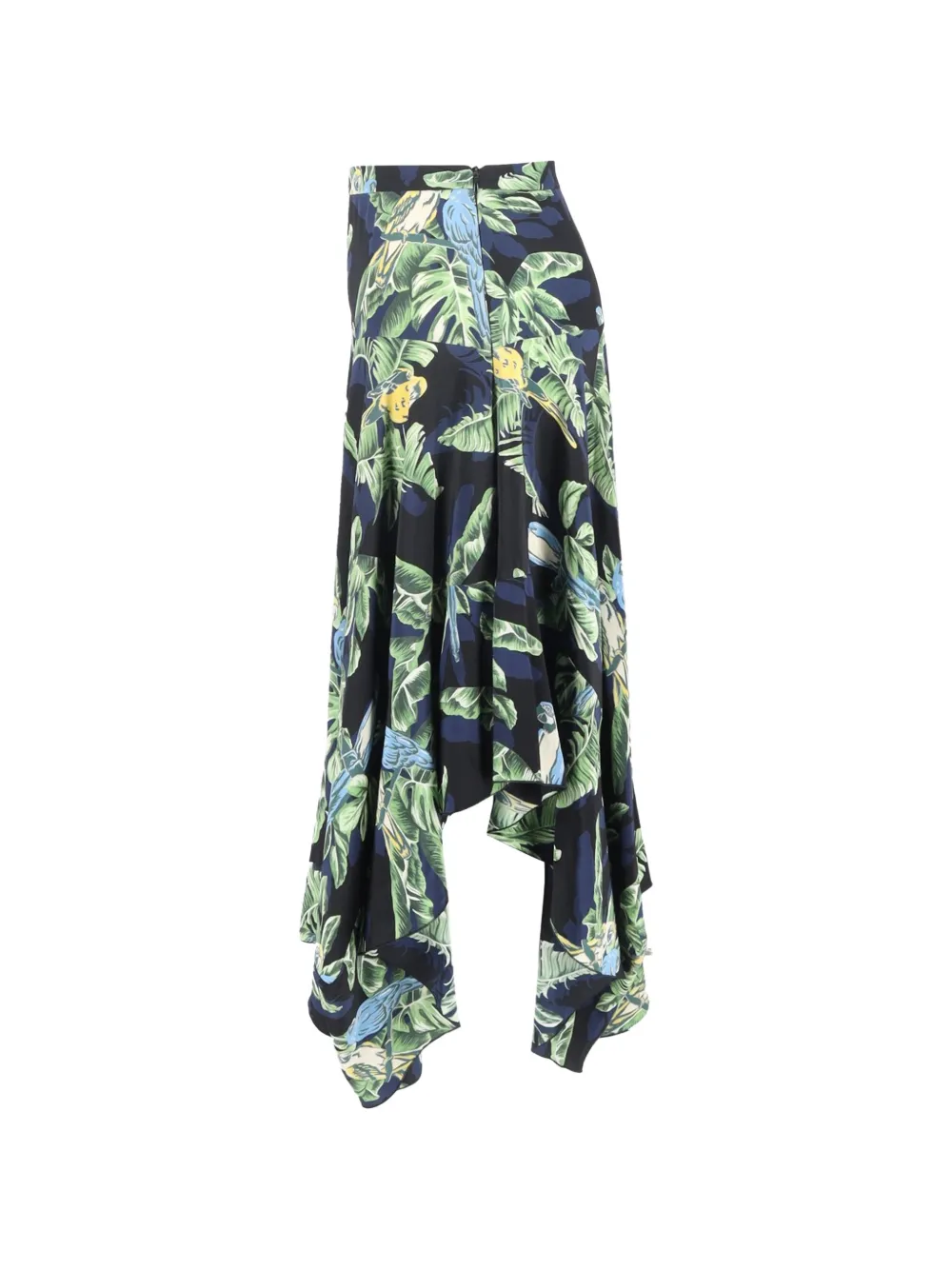 Parrot-Print Asymmetric Skirt