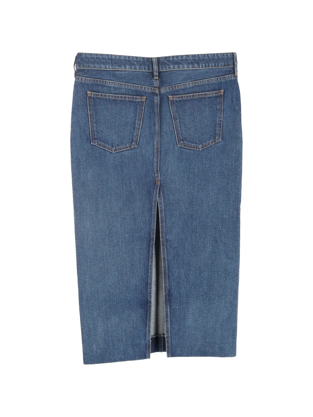 Balenciaga Pre-Owned denim back-slit midi skirt - Blauw