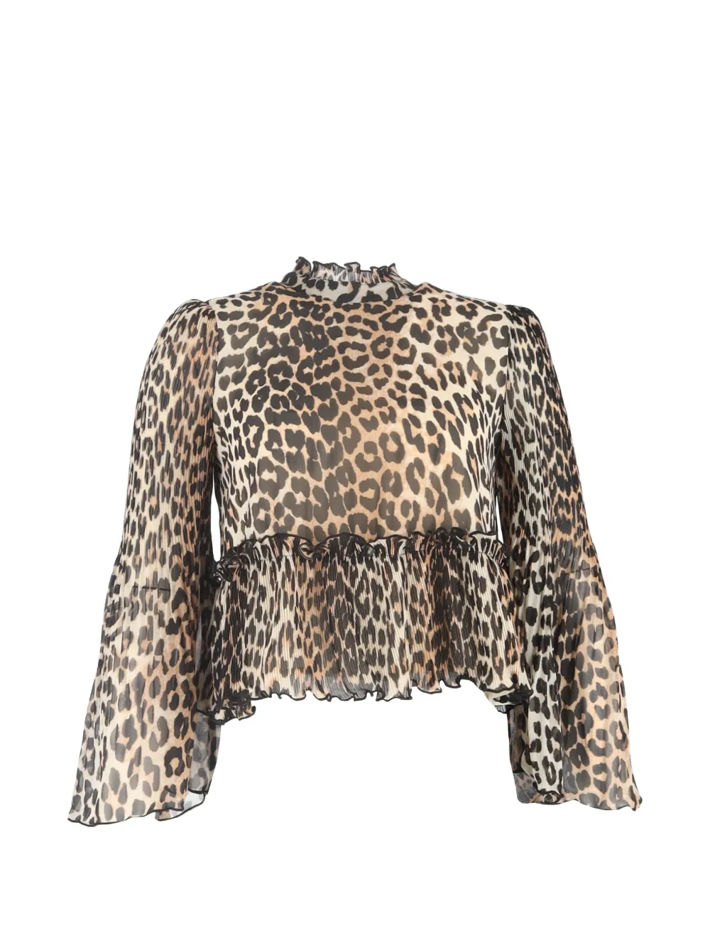 GANNI leopard-print blouse - Marrone