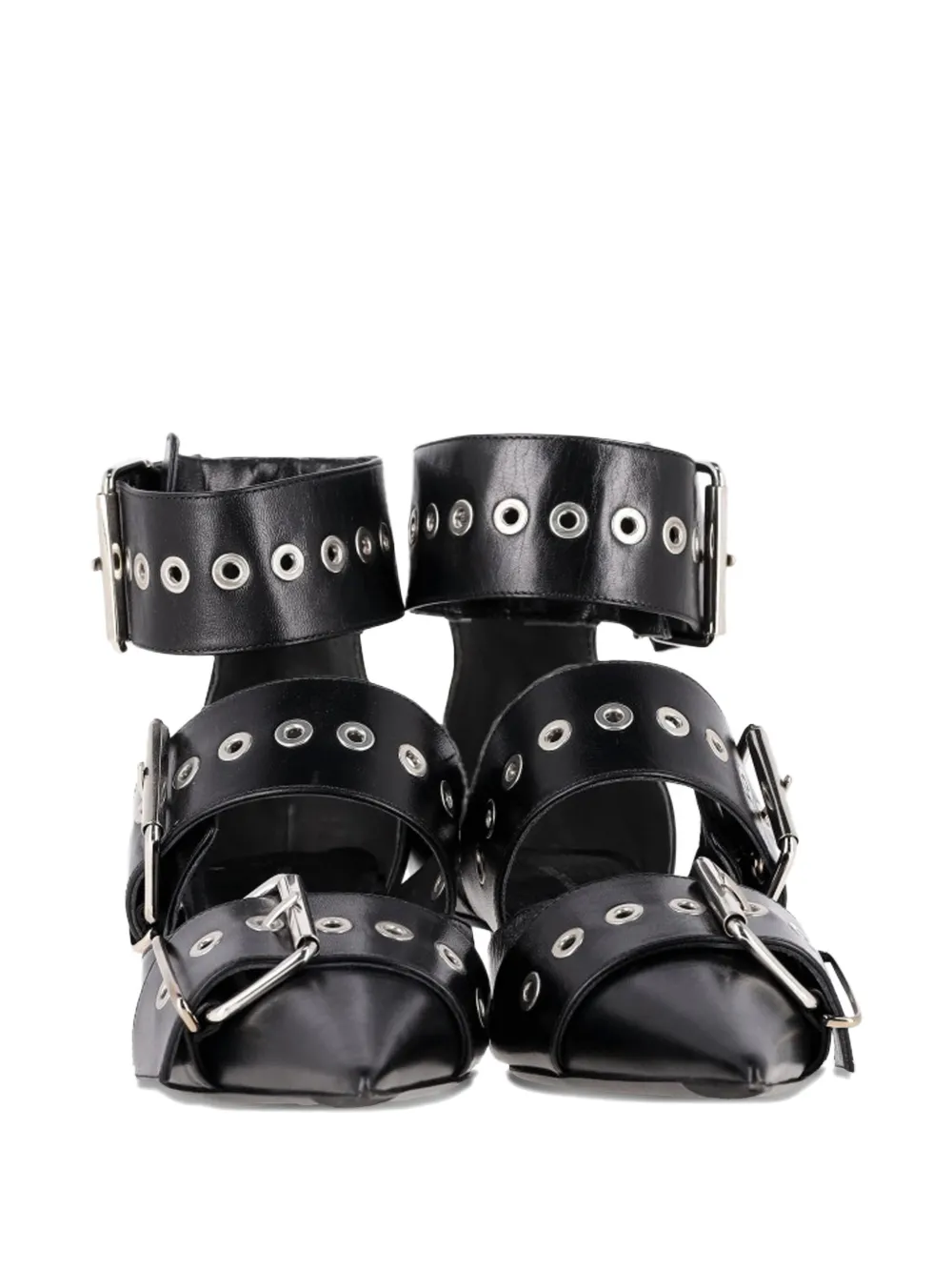 Buckle Leather Stiletto Pumps