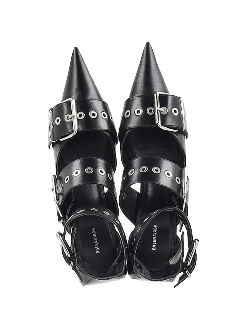 Buckle Leather Stiletto Pumps