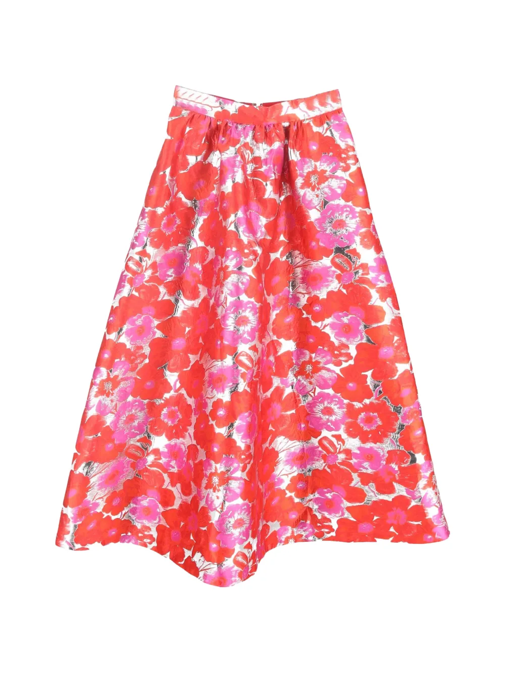 MSGM floral-print midi A-line skirt - Rosso