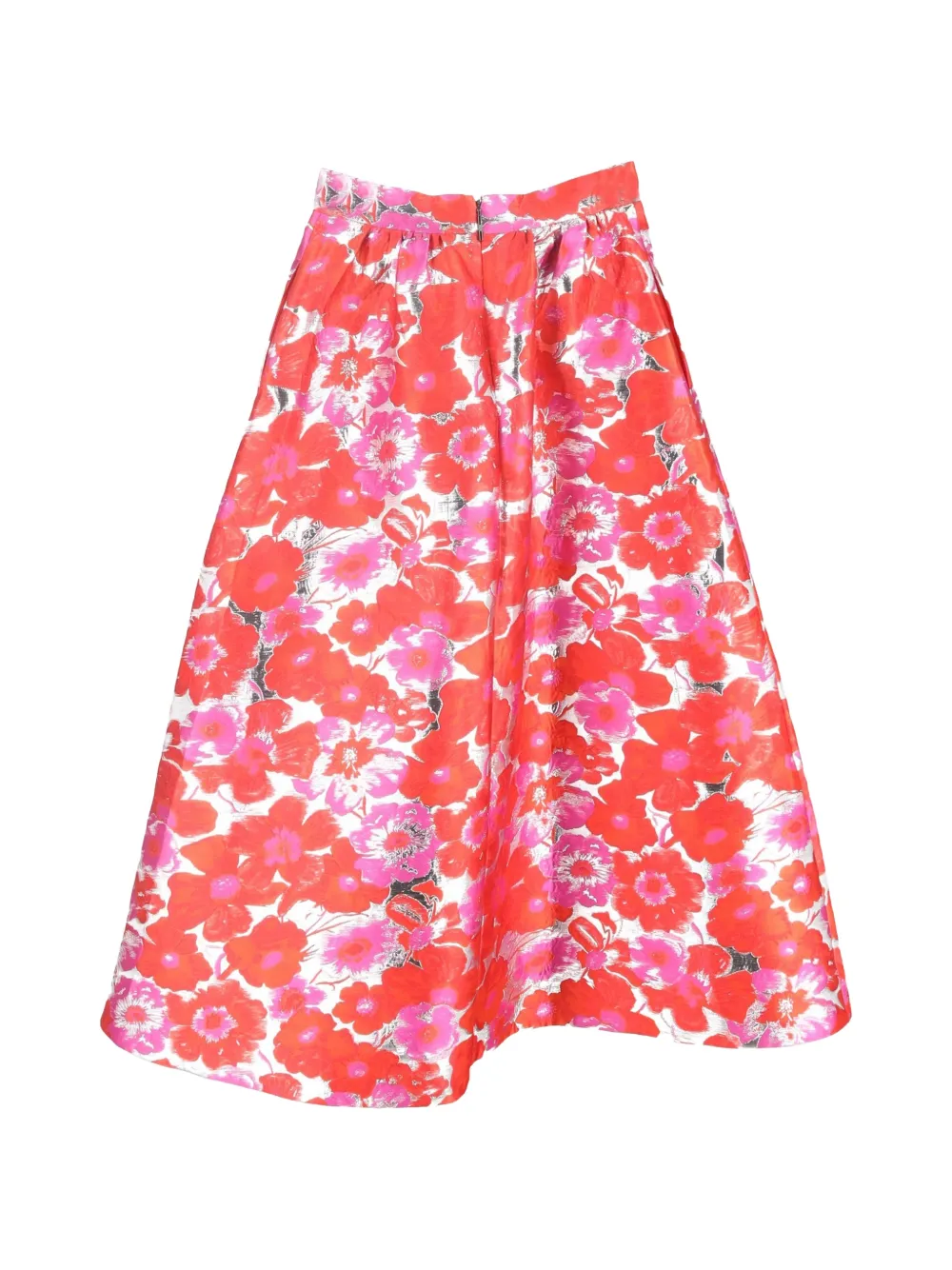 MSGM floral-print midi A-line skirt - Rood