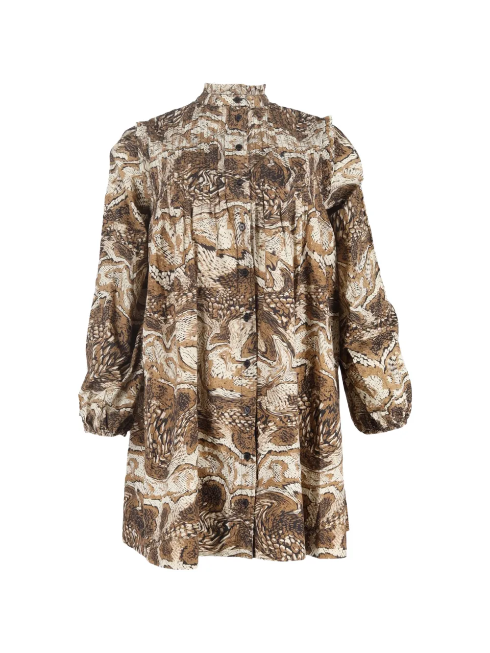 GANNI printed mini dress - Marrone