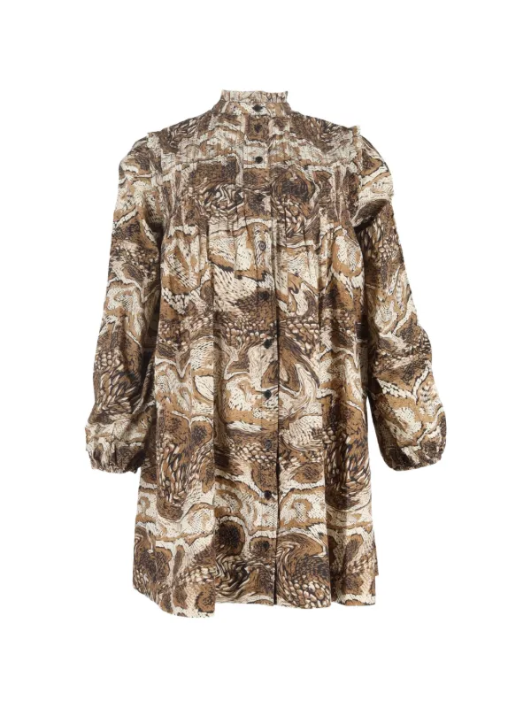 GANNI Printed Mini Dress | Brown | FARFETCH
