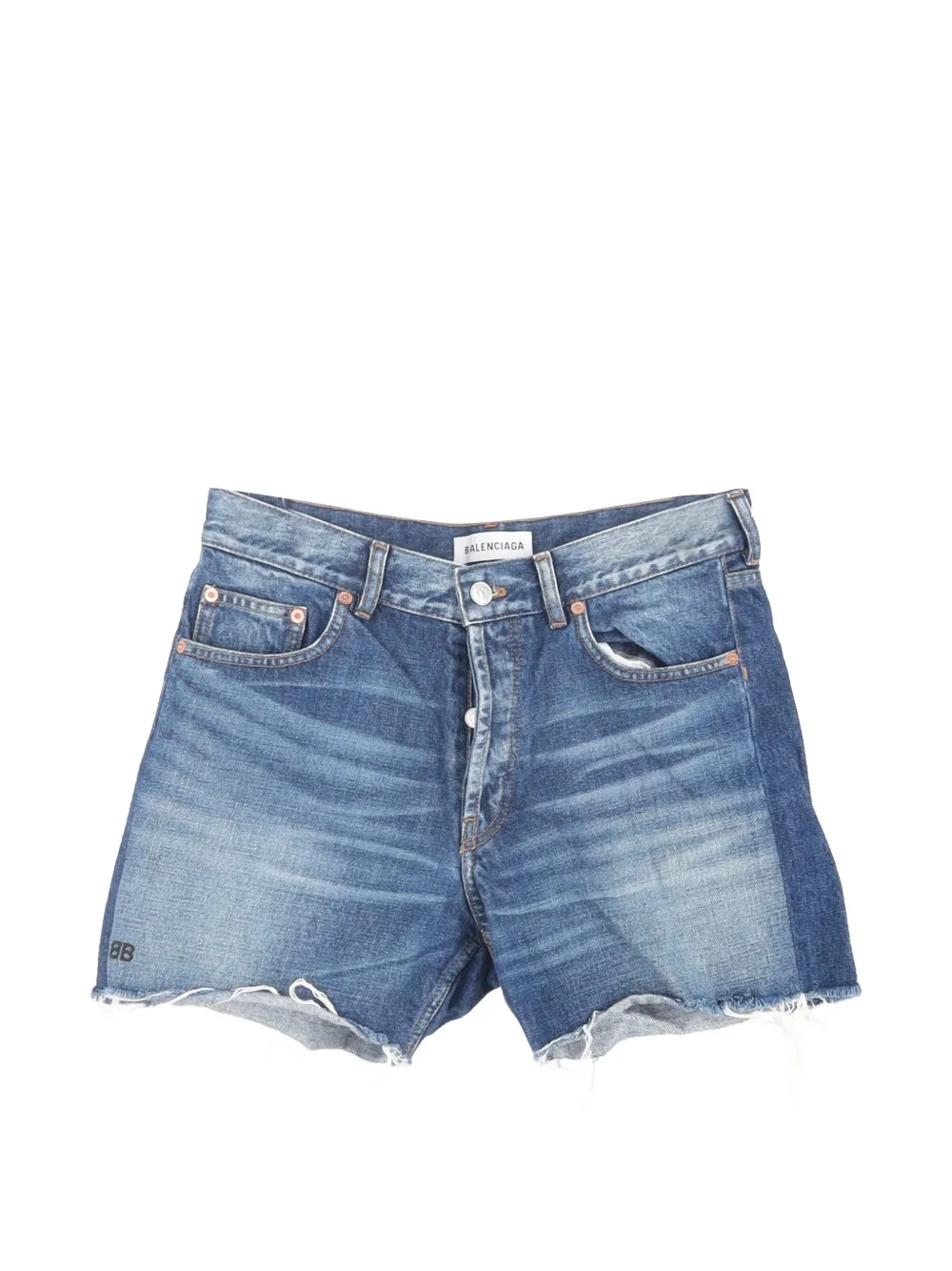 Balenciaga Pre-Owned distressed-effect denim shorts - Blu