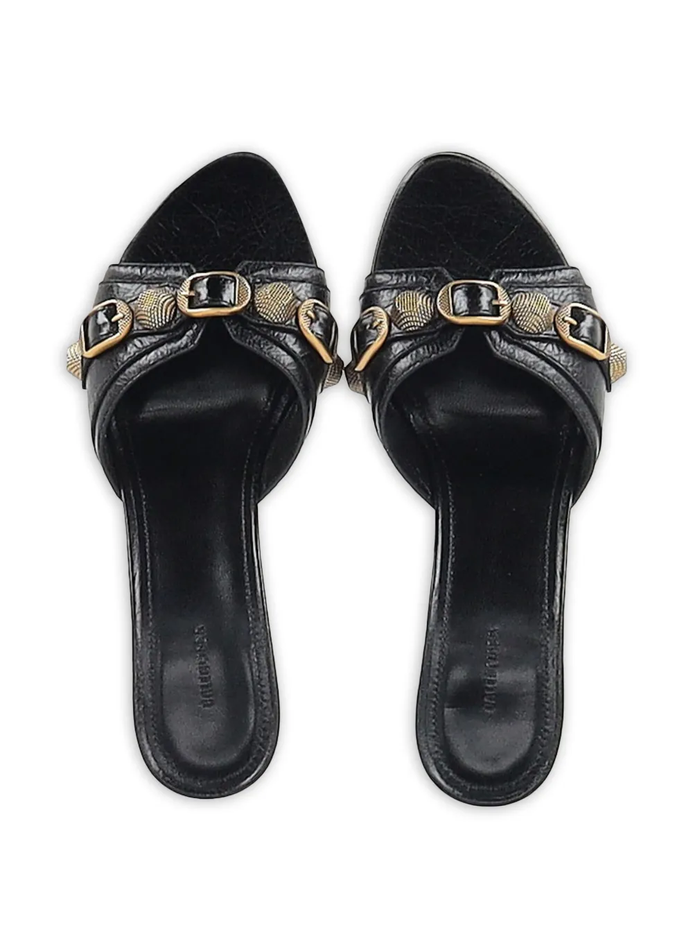 Balenciaga Pre-Owned cagole embellished slide sandals - Zwart