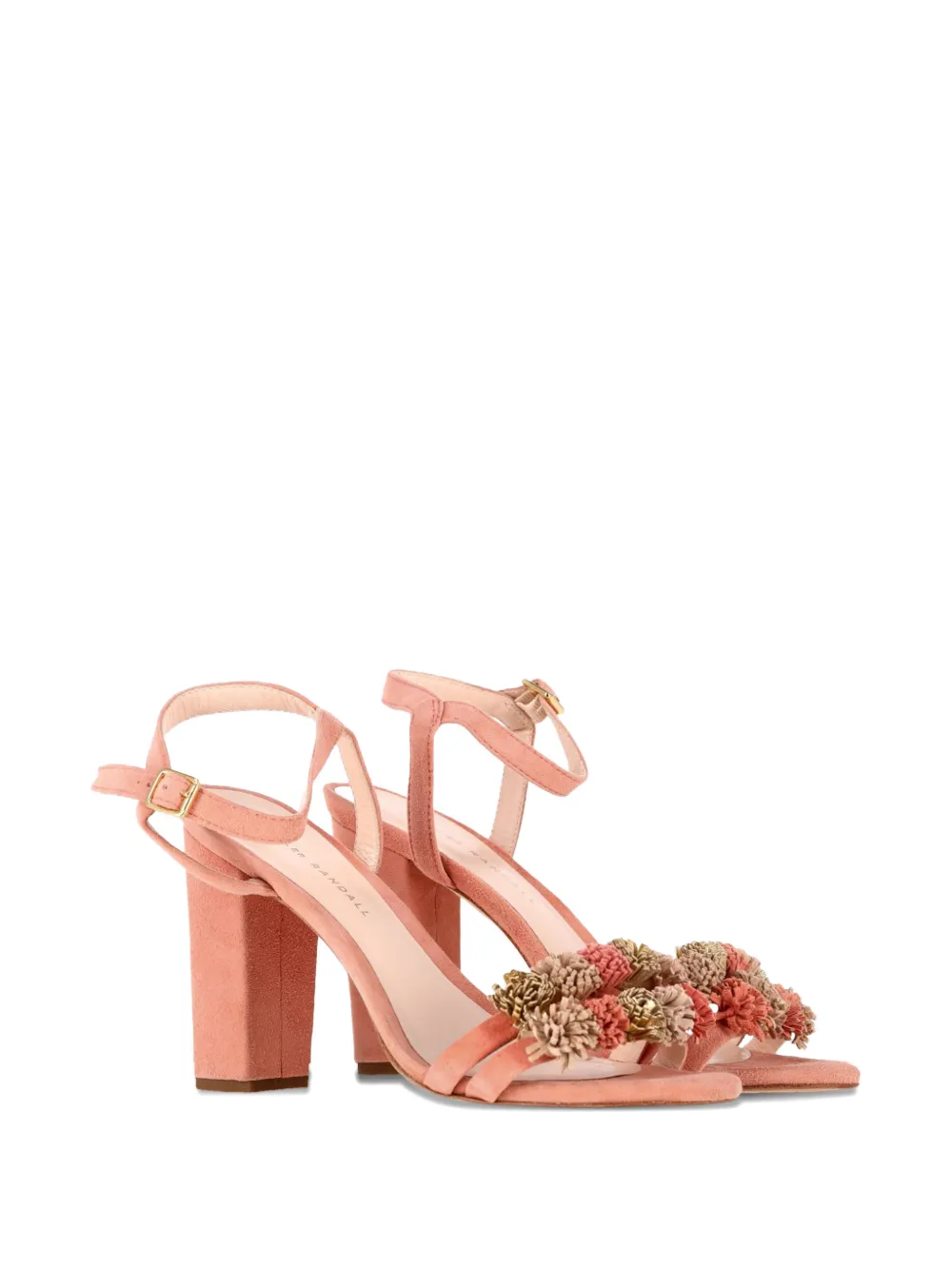 Loeffler Randall floral-appliqu&eacute; heeled sandals - Roze