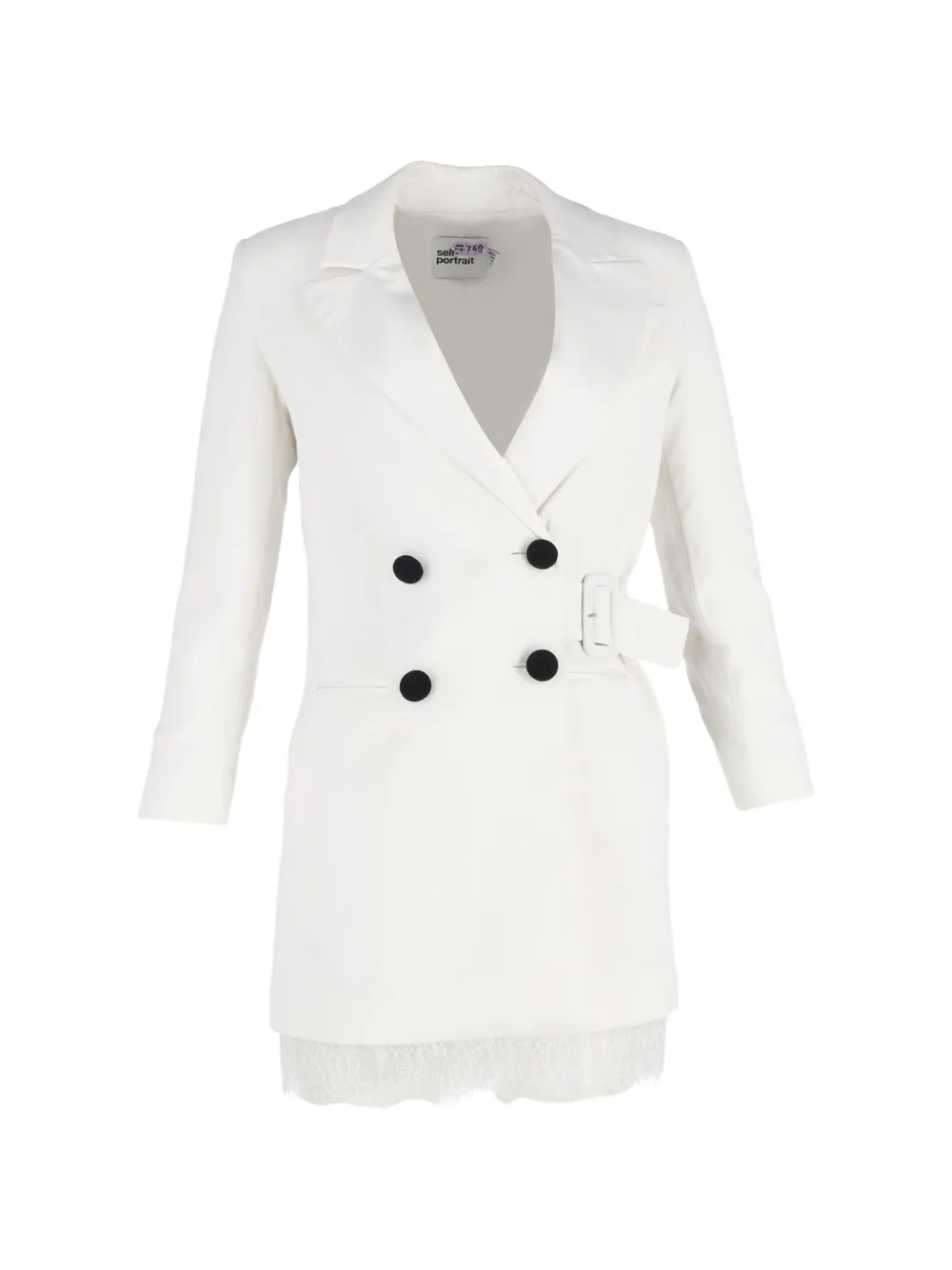 Self-Portrait Double-breasted lace blazer dress - Weiß