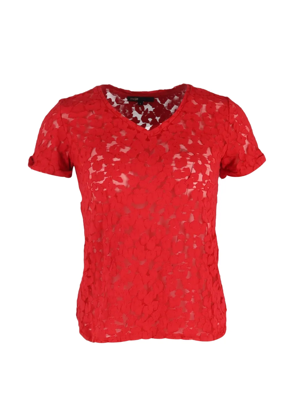 Maje lace V-neck T-shirt - Rosso