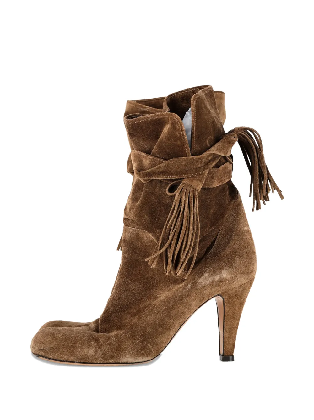 Chlo&eacute; Vintage tie suede heeled ankle boots - Bruin