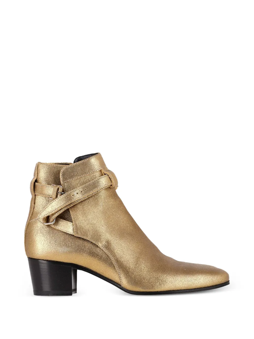 Saint Laurent Pre-Owned buckle-strap ankle boots - Oro