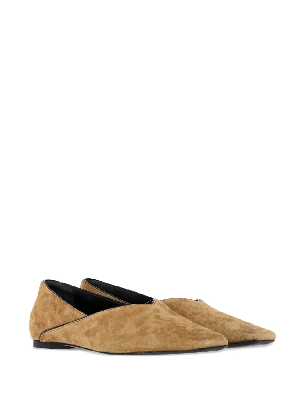 TOTEME square toe suede ballet flats - Bruin