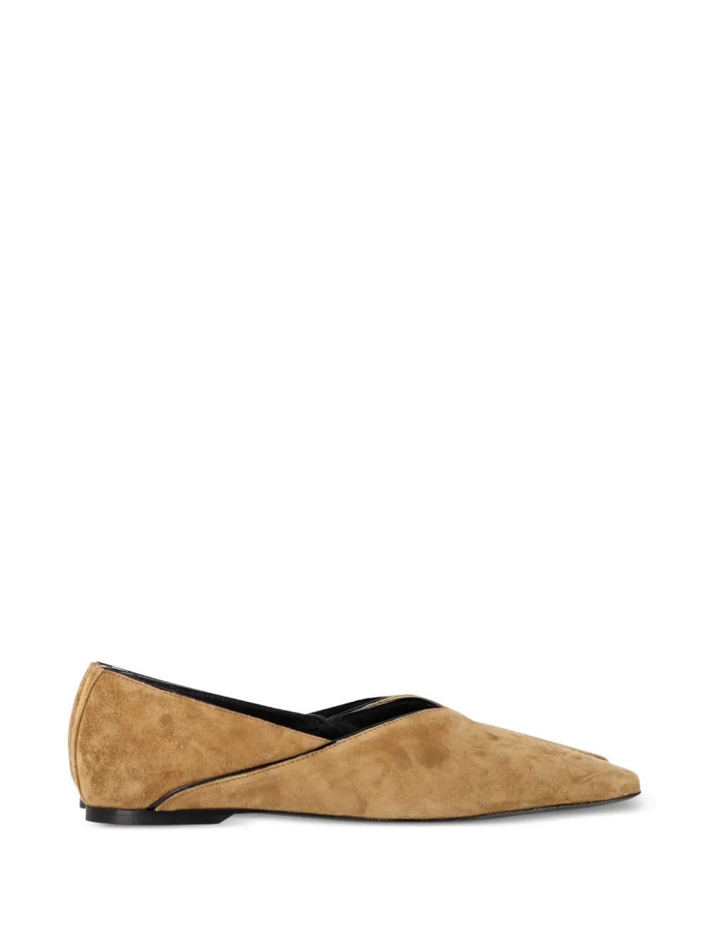 TOTEME square toe suede ballet flats - Marrone