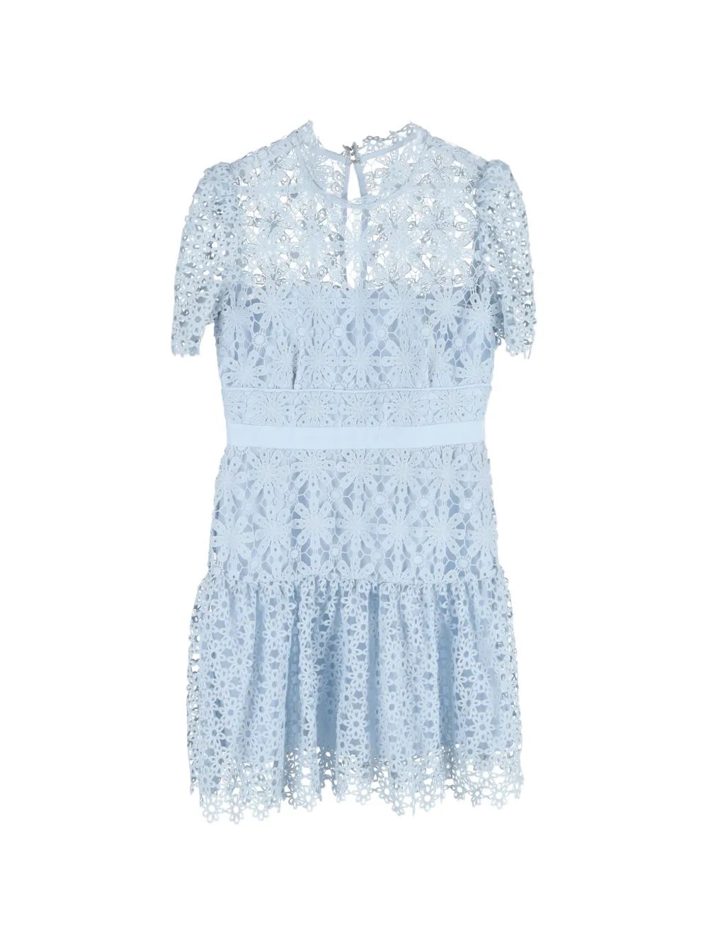Self-Portrait floral-embroidered lace mini dress - Blu