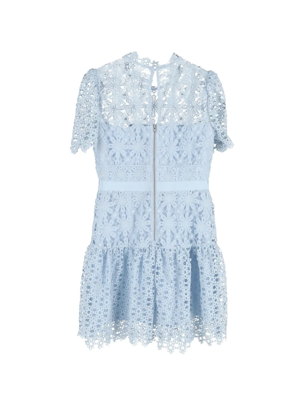 Self-Portrait floral-embroidered lace mini dress - Blauw