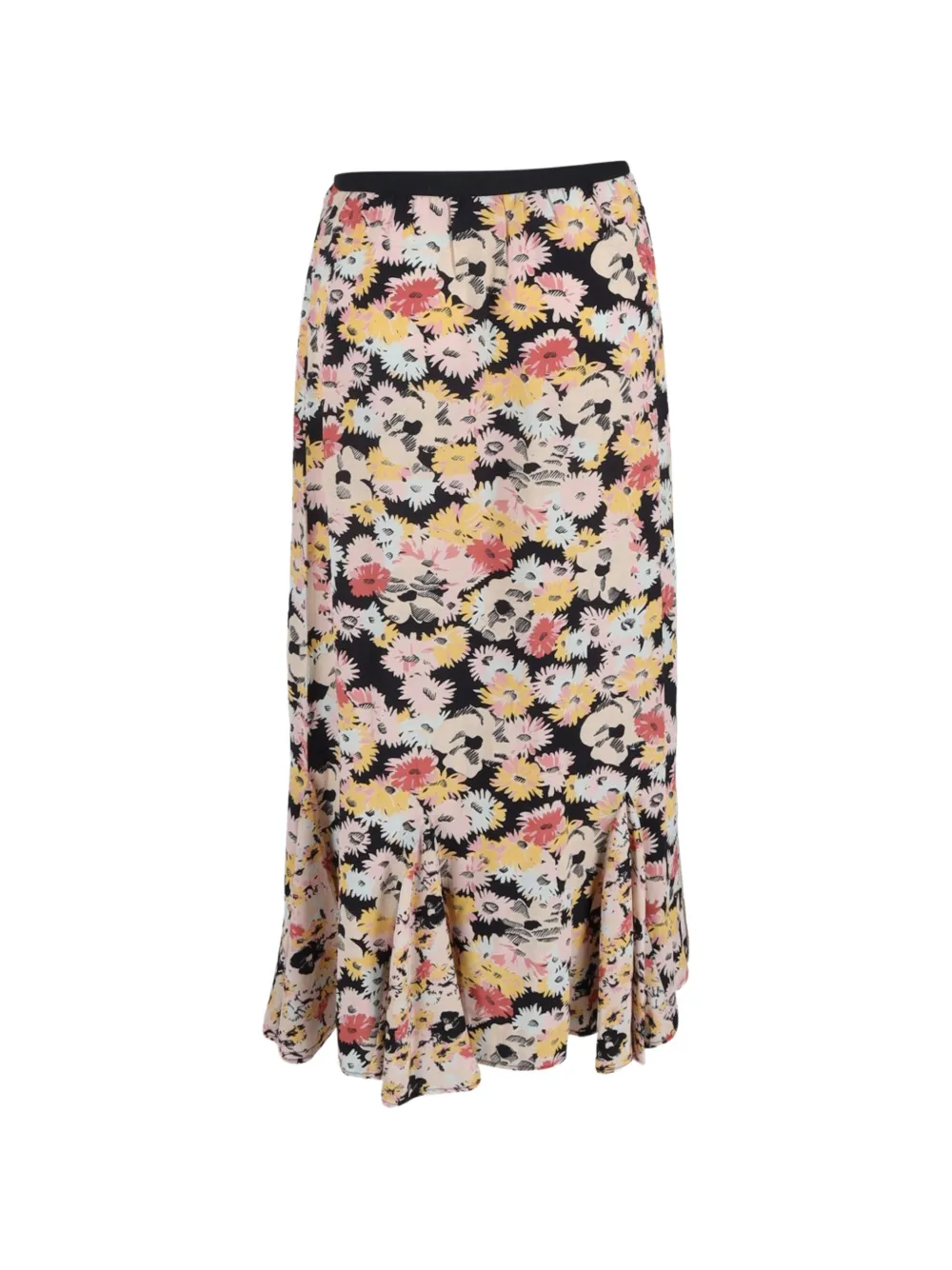 Rixo floral-print midi skirt - Zwart