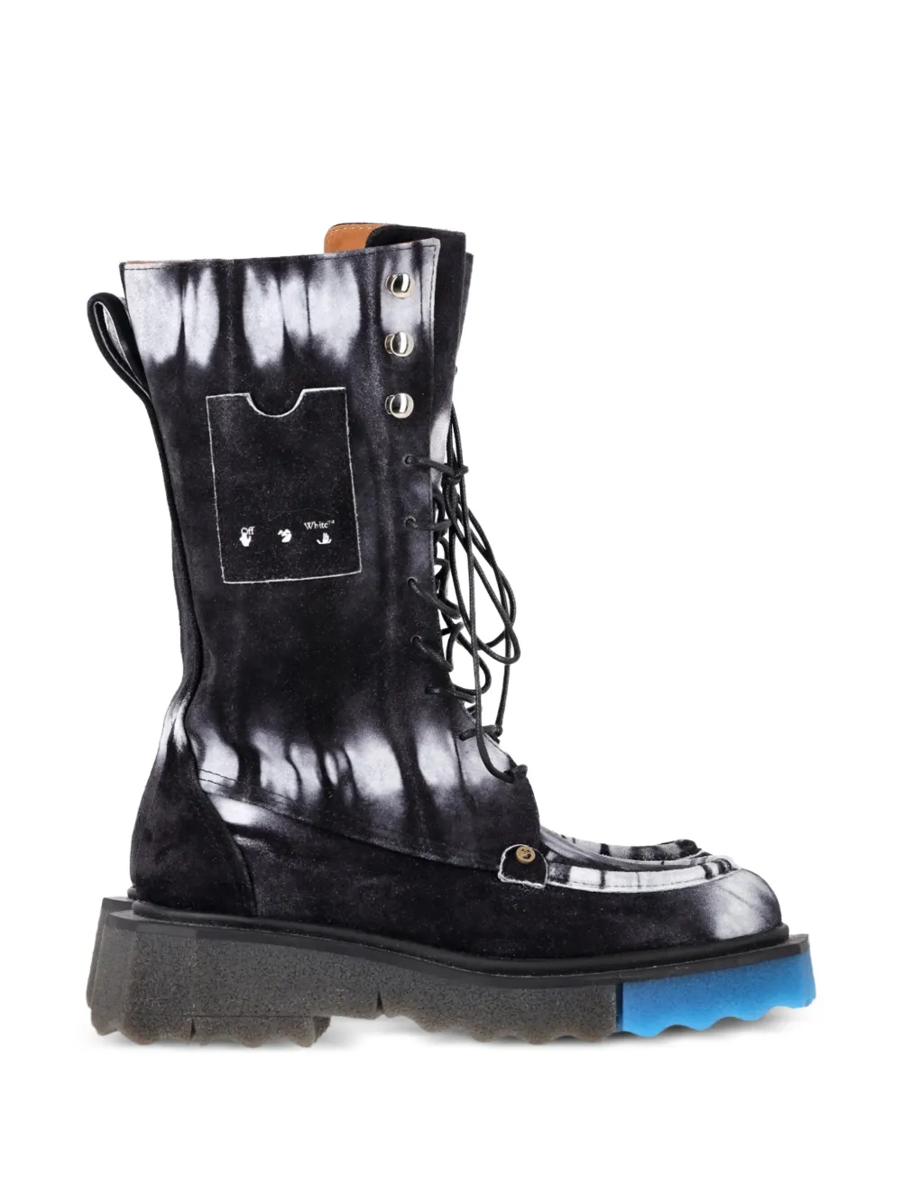 Off-White Pre-Owned tie-dye sponge-sole combat boots - Schwarz