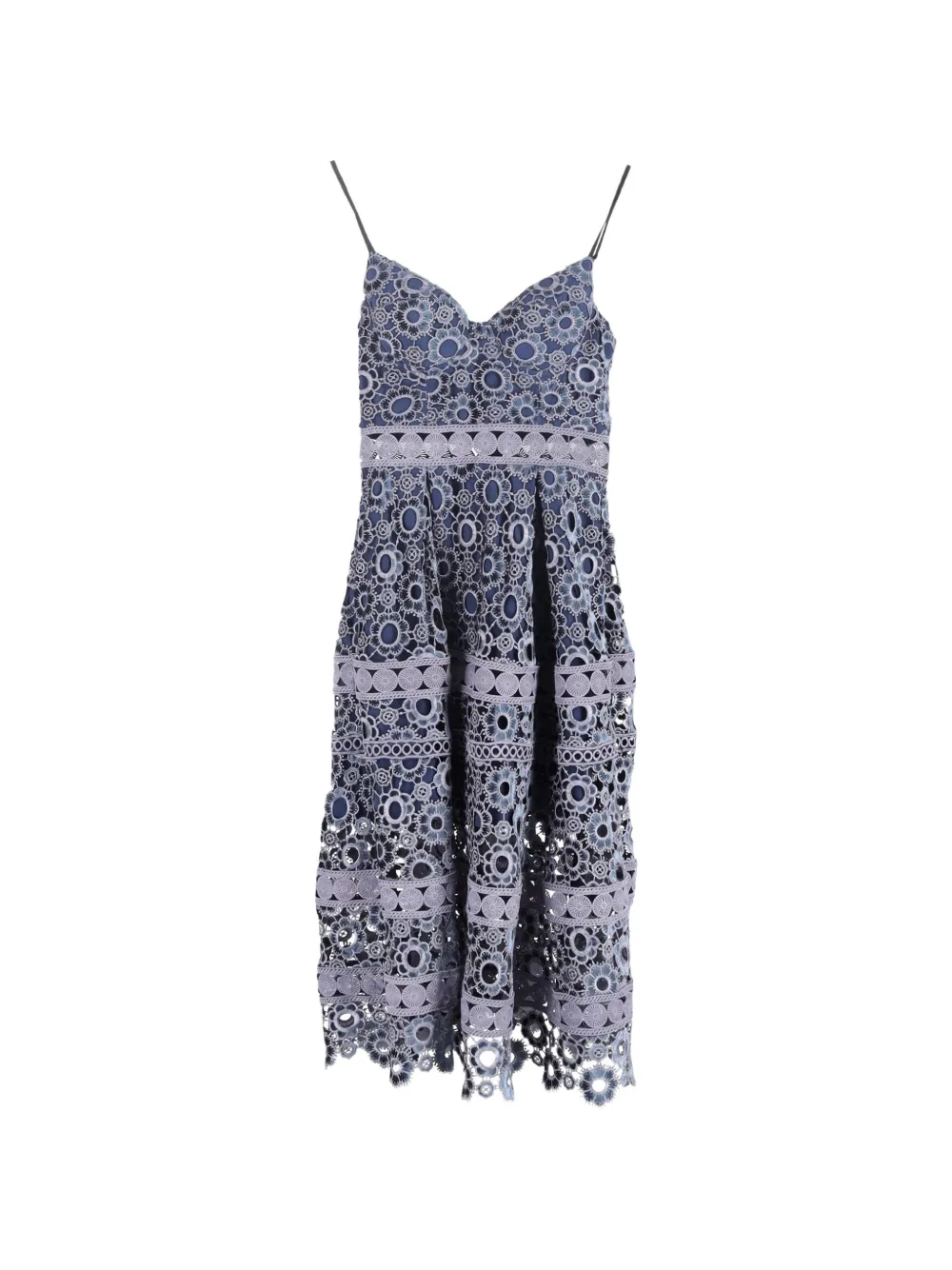 Self-Portrait lace-patterned sleeveless midi dress - Blu