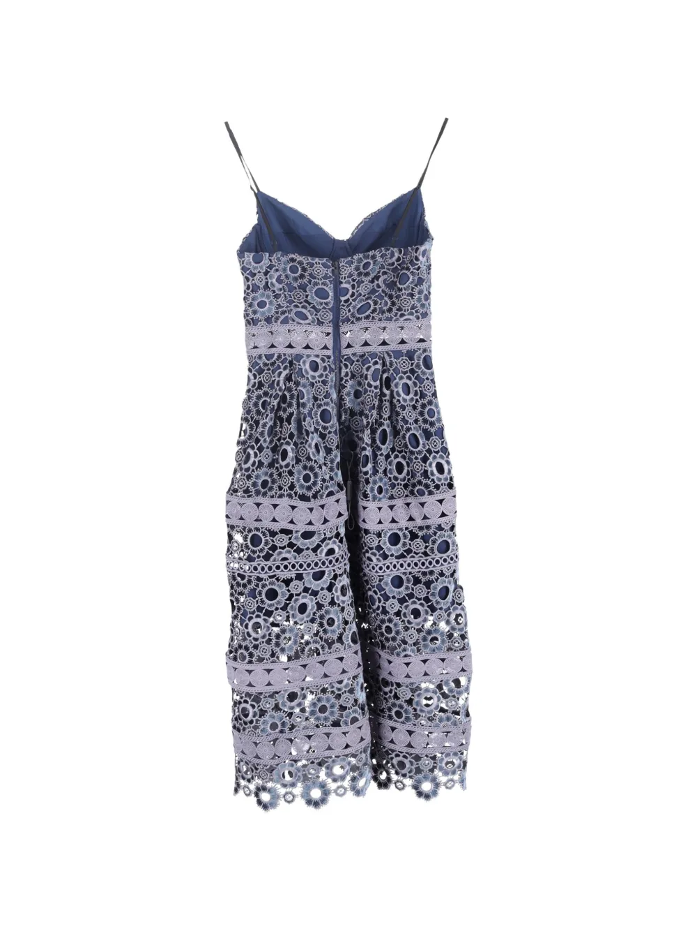 Self-Portrait lace-patterned sleeveless midi dress - Blauw