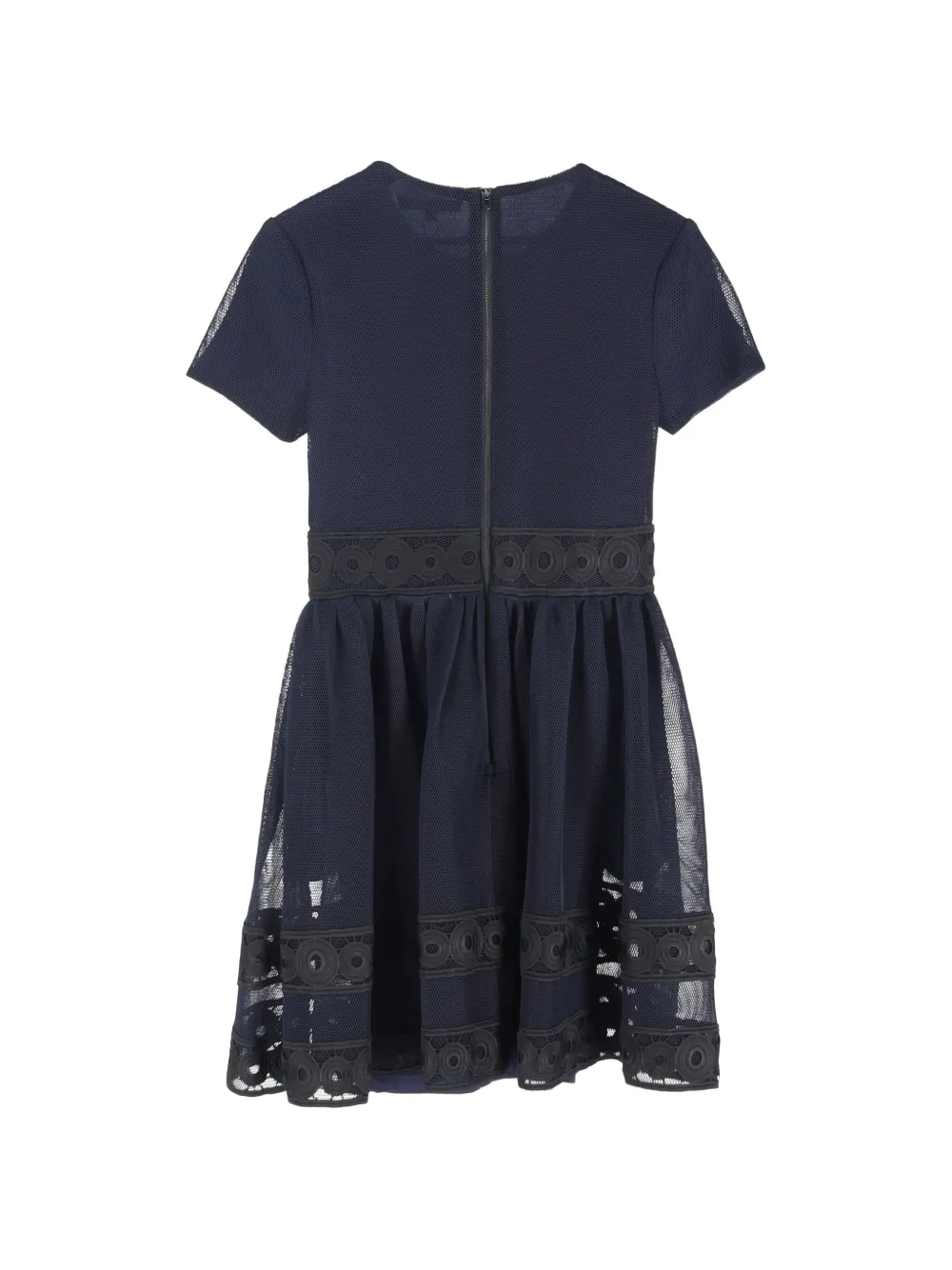 Maje lace-trimmed crew-neck mini dress - Blauw