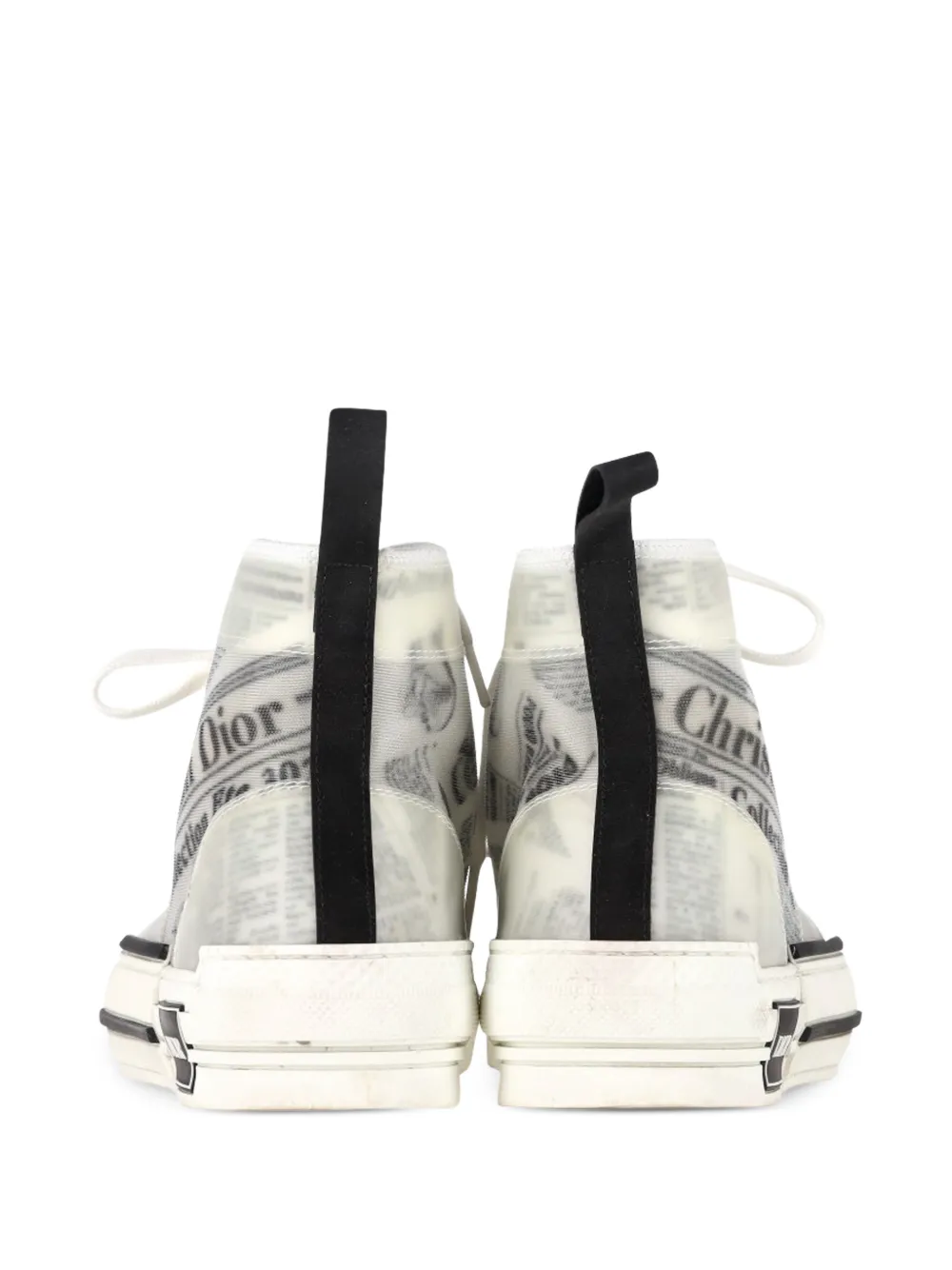 Christian Dior Pre-Owned Daniel Arsham Newspaper-print high-top sneakers - Wit