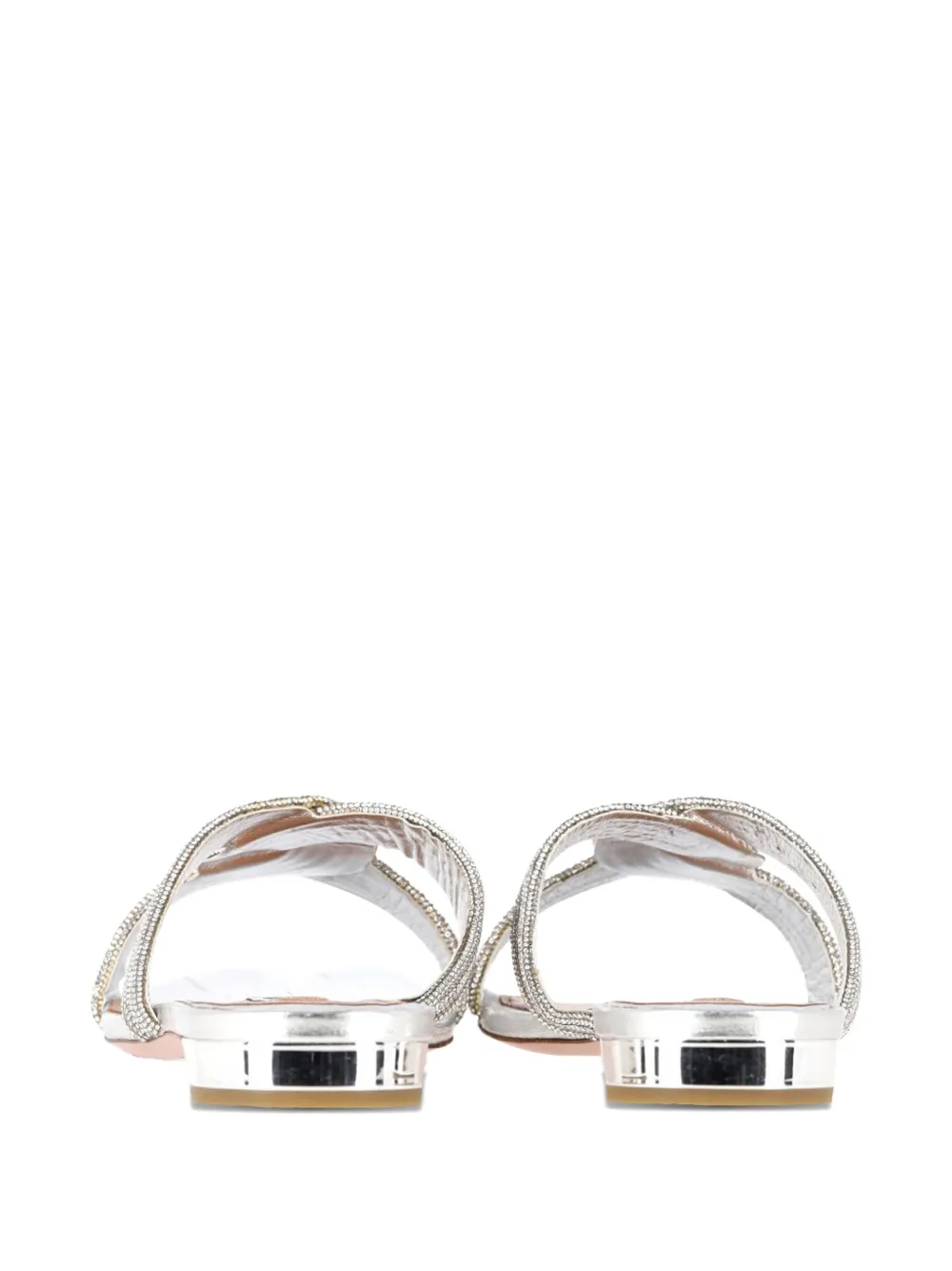 Aquazzura 2024 Gatsby crystal-embellished flat sandals - Zilver