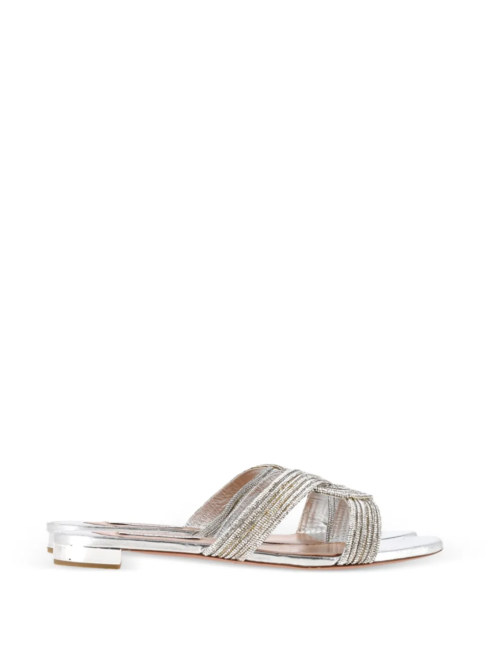 Aquazzura 2024 Gatsby crystal-embellished flat sandals - Silber