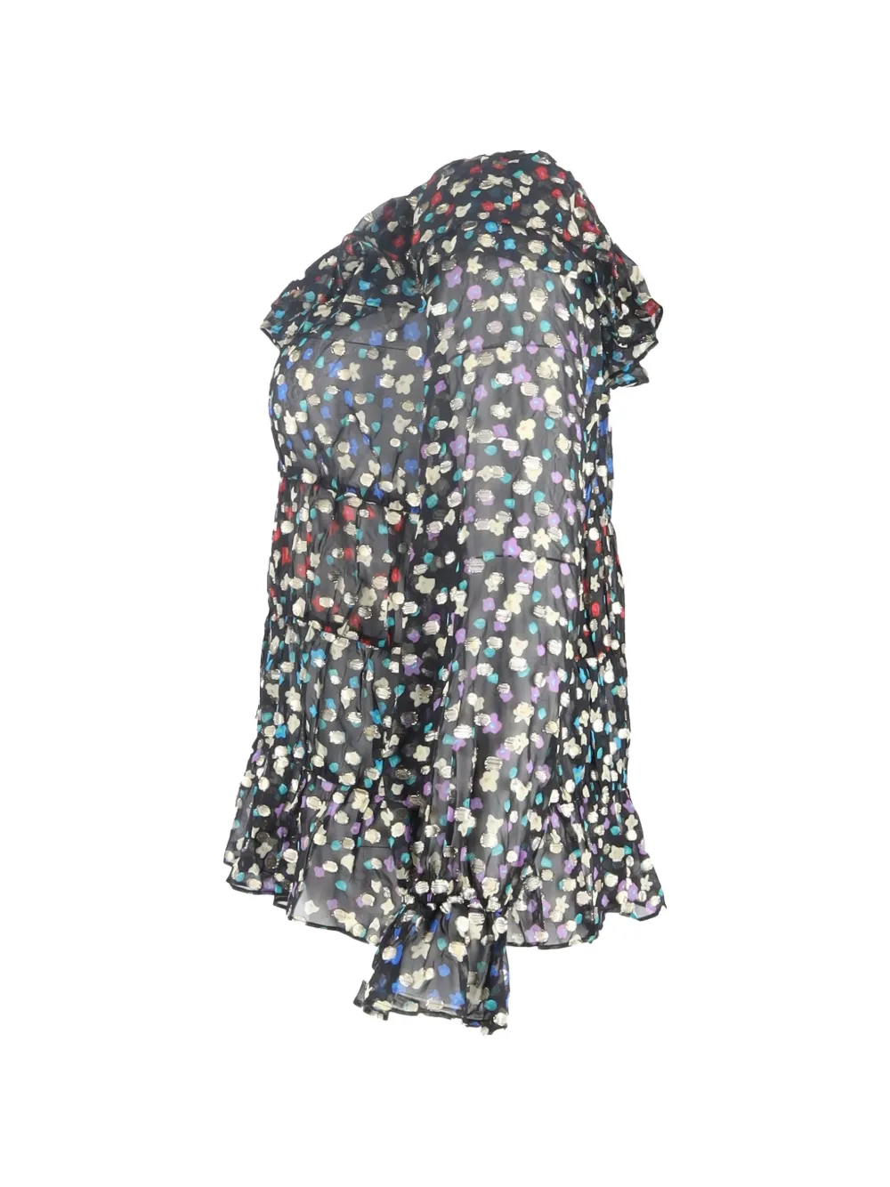  Rixo Metallic Floral-print Silk Top - Black 