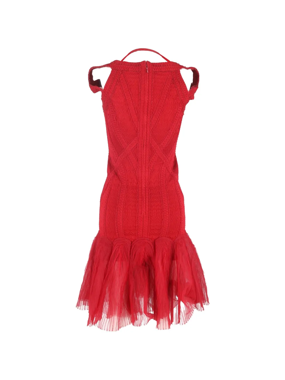 Herve Leger tulle-skirt midi dress - Rood