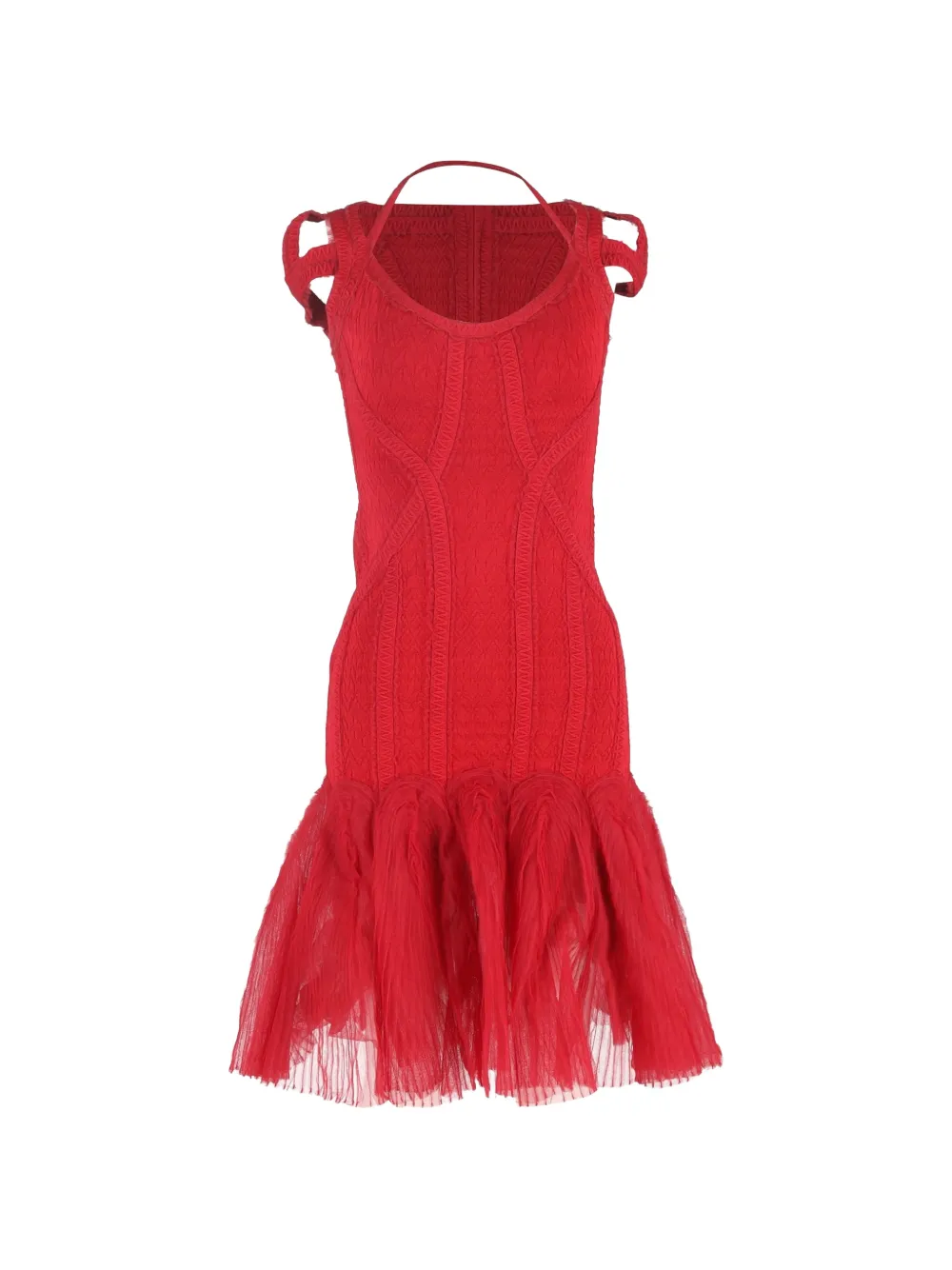 Herve Leger tulle-skirt midi dress - Red
