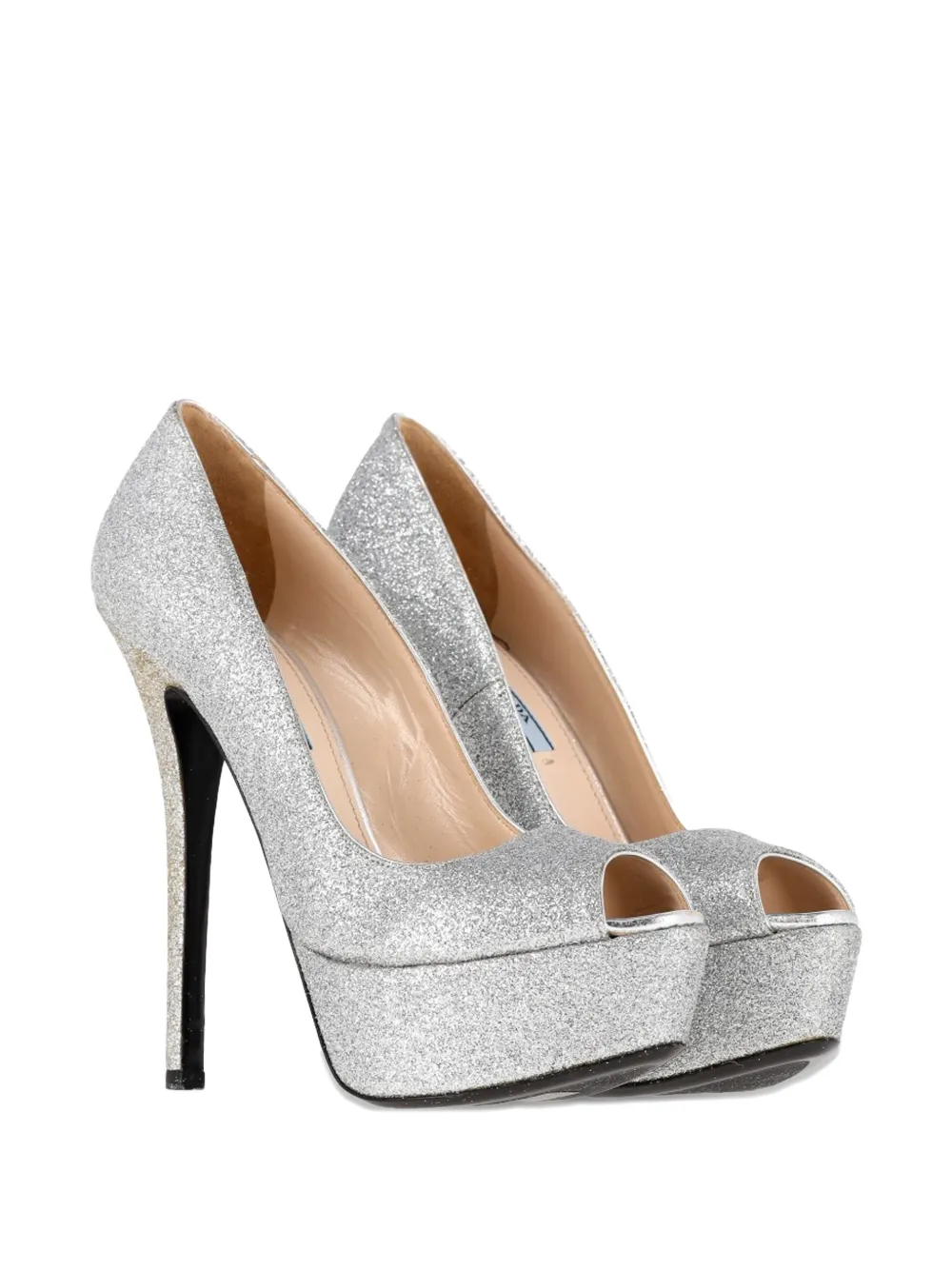 Prada Pre-Owned peep-toe platform pumps - Zilver