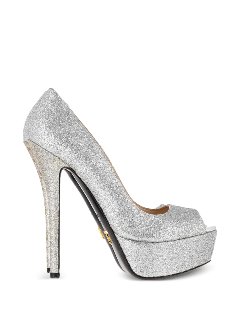 Prada Pre-Owned peep-toe platform pumps - Argento