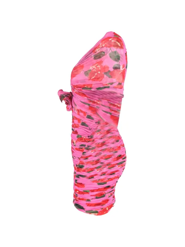 magda butrym pink floral dress Magda Butrym floral-print Ruched Mini Dress | Pink