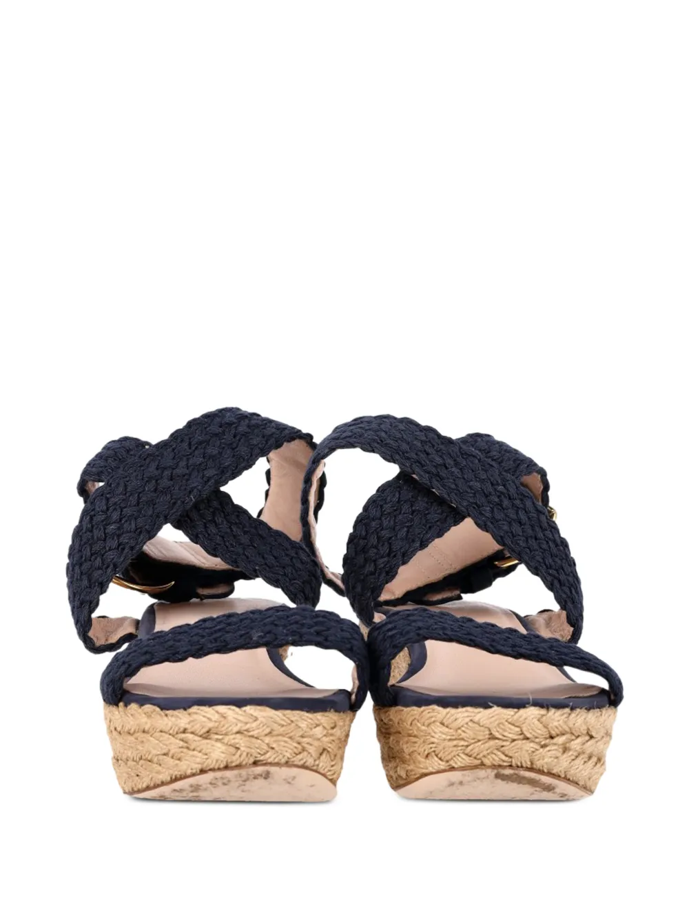 Stuart Weitzman braided-strap heeled espadrilles - Blauw