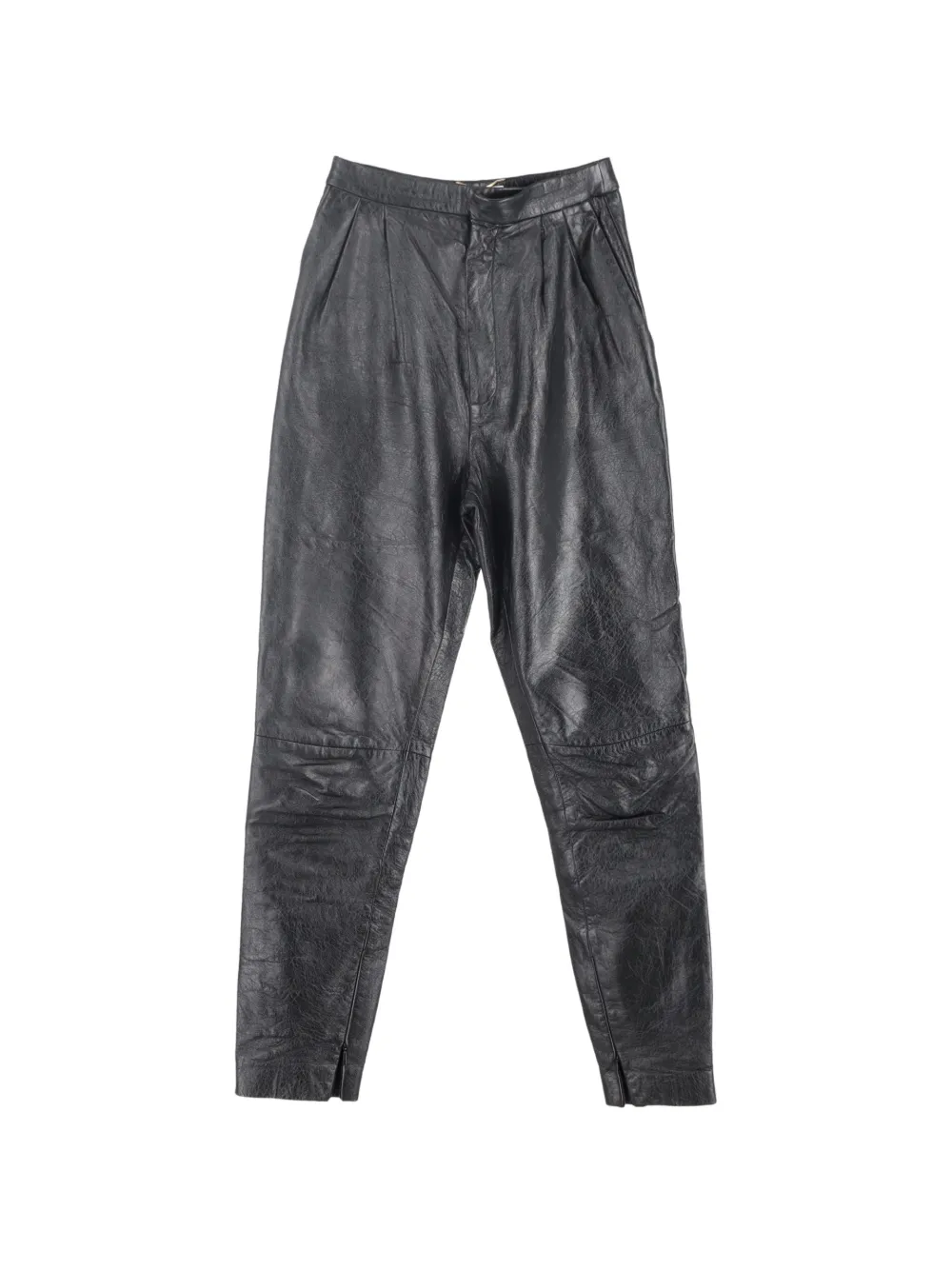 Saint Laurent Pre-Owned leather tapered trousers - Nero