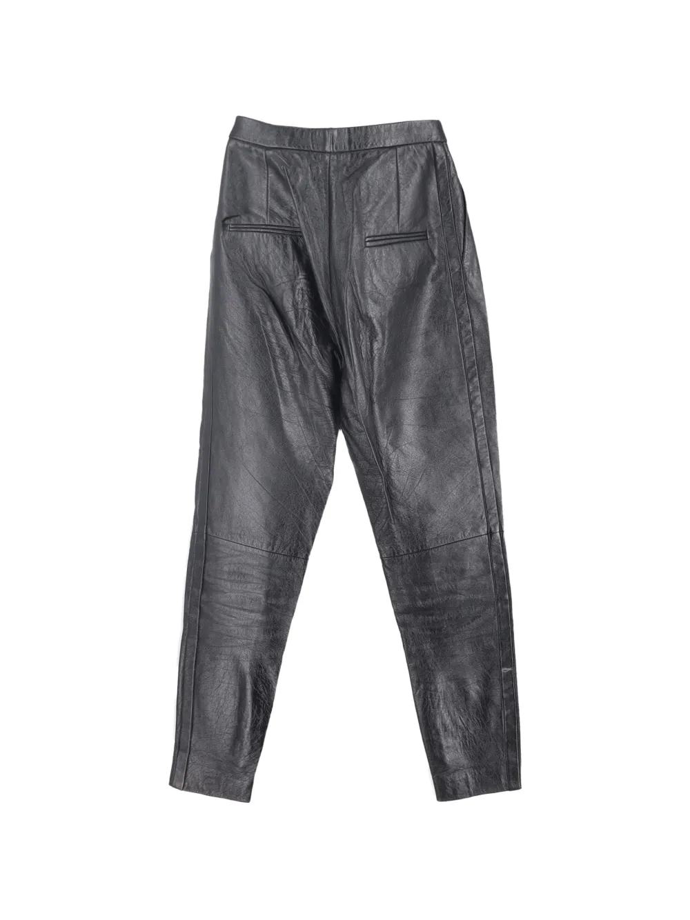 Saint Laurent Pre-Owned leather tapered trousers - Zwart