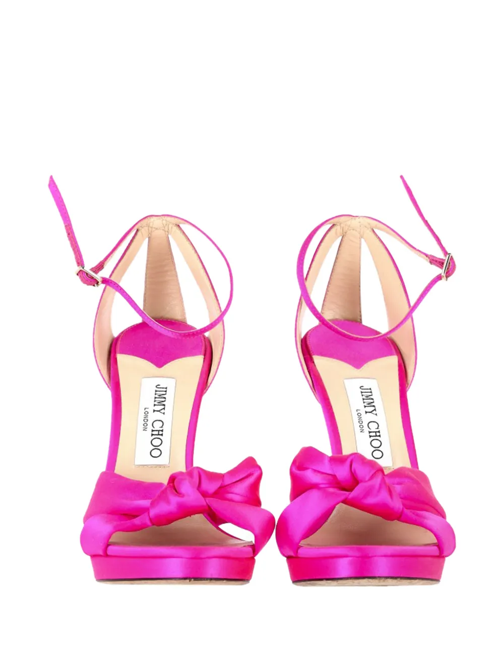Jimmy Choo Pre-Owned 1990s Rosie knotted satin sandals - Roze