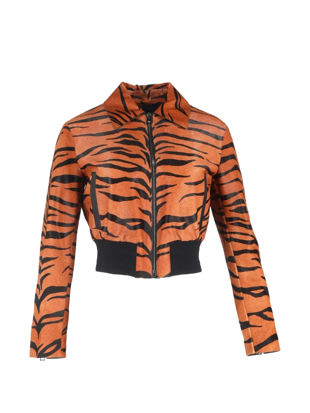 Christian Dior Pre-Owned tiger-print cropped bomber jacket - Arancione