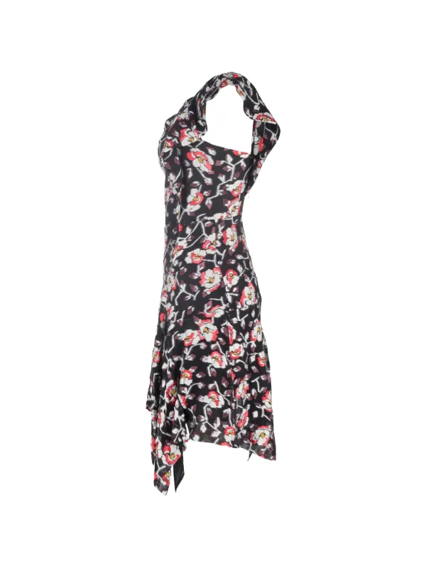 isabel marant dress one shoulder Isabel Marant Women's Preloved One Shoulder Mini Dress in Floral Print Silk