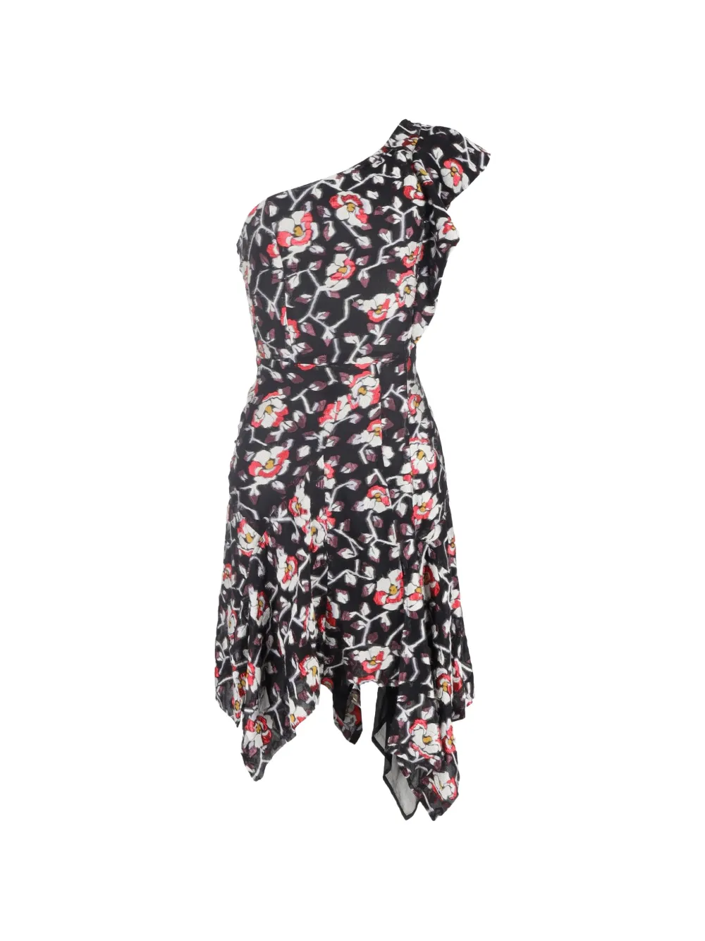 Isabel Marant Vintage one-shoulder floral-print mini dress - Nero
