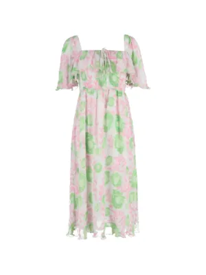 GANNI フローラル シルクマキシドレス | ニュートラル | FARFETCH JP