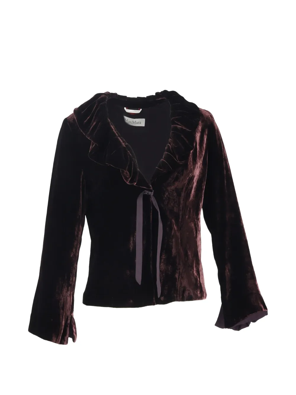 Max Mara frilled-collar bow jacket - Rosso