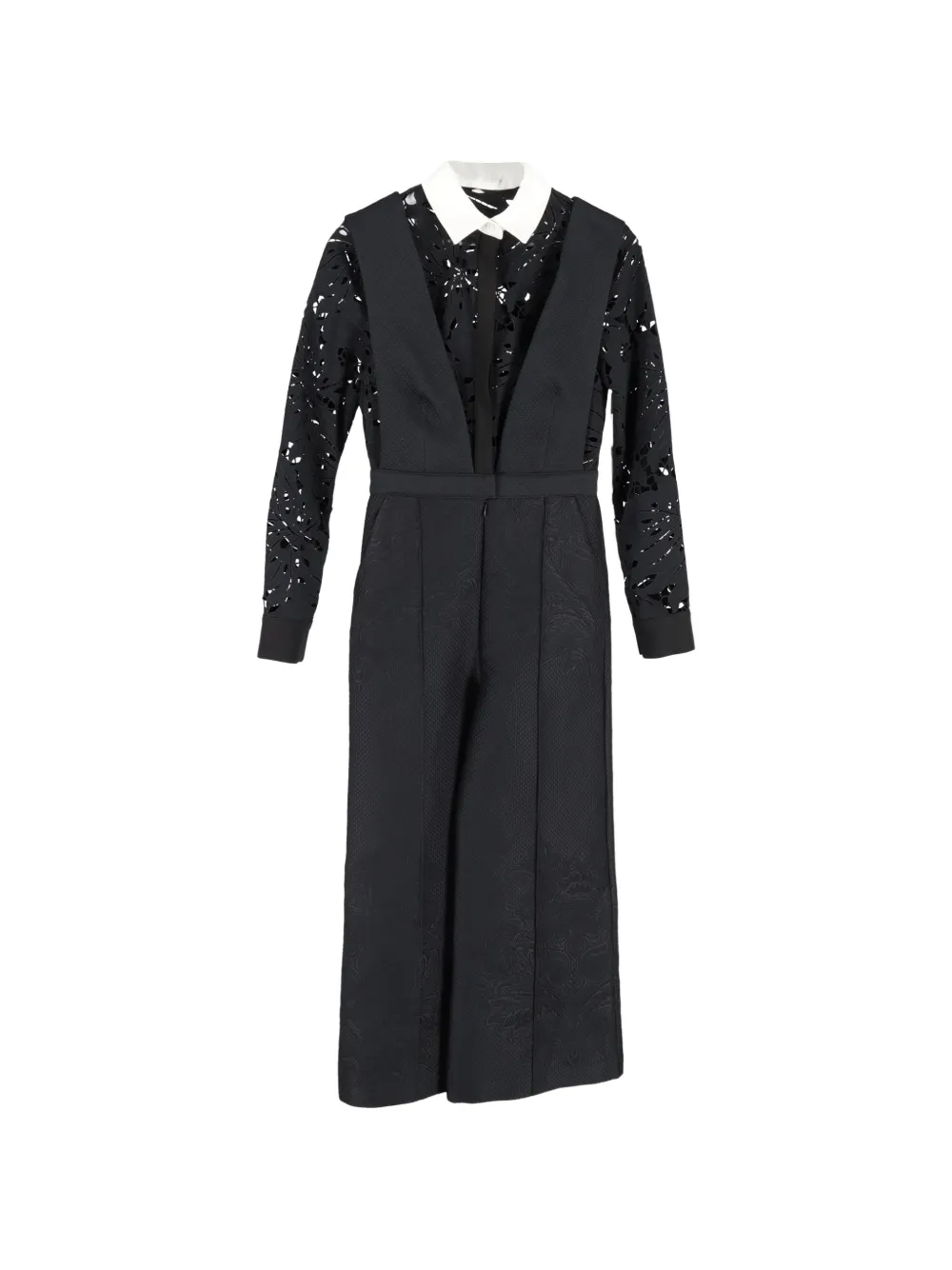 Self-Portrait botanical crest jacquard jumpsuit - Nero